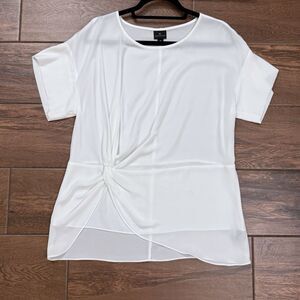 Worthington Women's White Short Sleeve Twisted Front Top Dressy Blouse Size M
